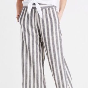 Madewell culotte coral striped linen pants